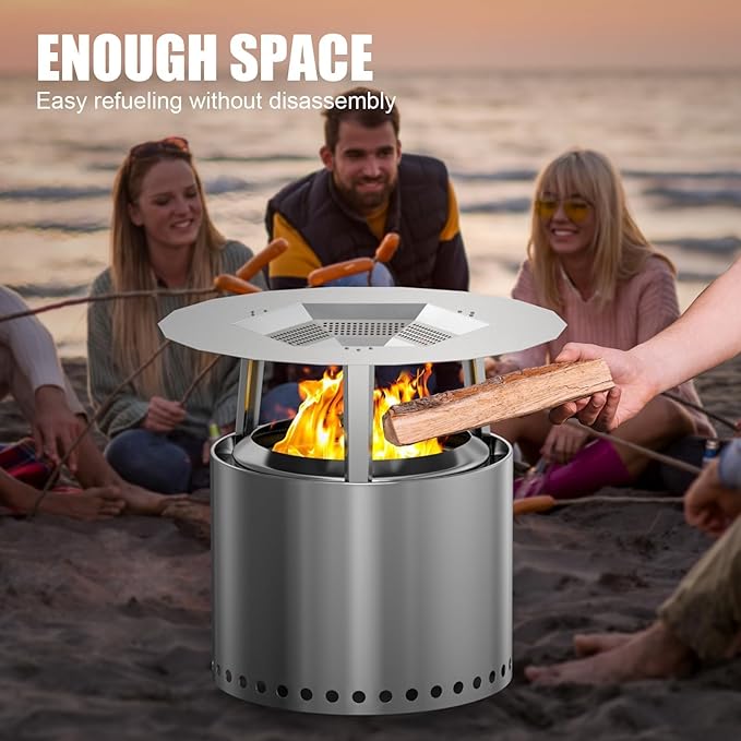 LS'BABQ One-Piece Heat Deflector for Solo Stove Yukon 27", Stainless Steel Heat Diffuser Accessories for Yukon Fire Pit with 3 Leg, for Most 27 inches Outdoor/Indoor Backyard Camping Fire Pit Stove