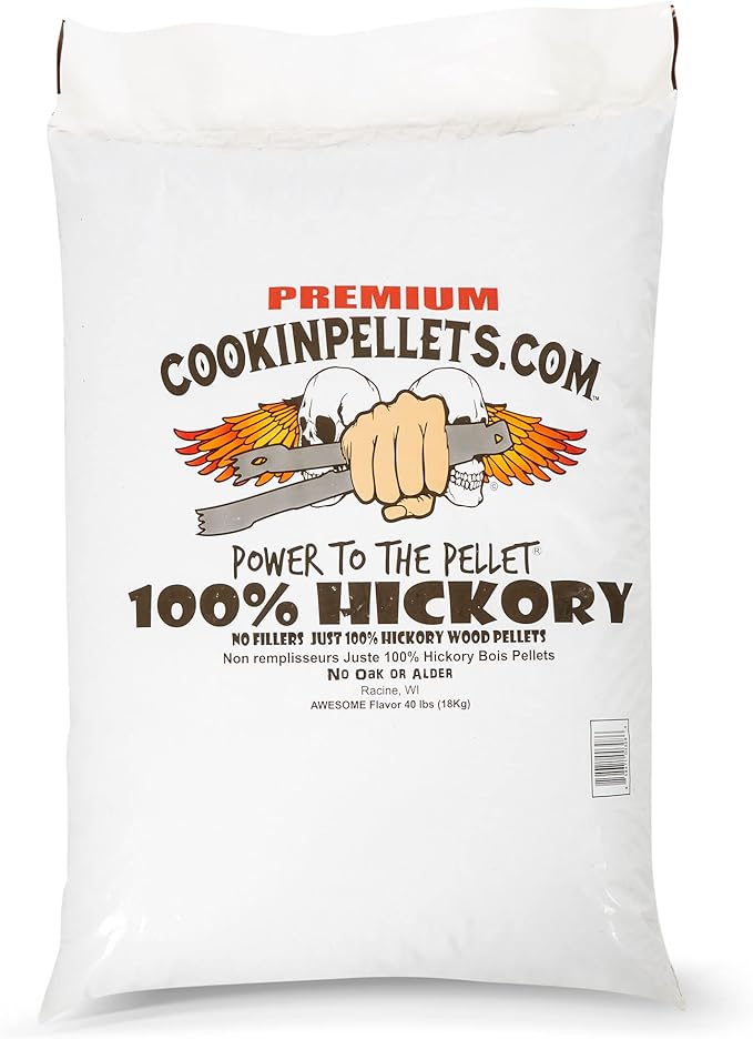 CookinPellets 40-Pound Premium Genuine Hickory Hardwood Grill Smoker Wood Pellets, No Bark, Fillers, and Flavor Oils, for Meat and Veggies (2 Pack)