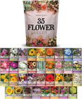 Gardeners Basics, Flower Seeds Packets for Planting 35 Individual Varieties Perennial, Annual, Wildflower Seeds for Planting Outdoors for Bees and Butterflies - Semillas de Flores Hermosas