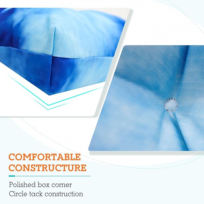 EAGLE PEAK Tufted Outdoor/Indoor High Back Patio Chair Cushions, Set of 2, 46'' x 22'', Tie Dye Blue