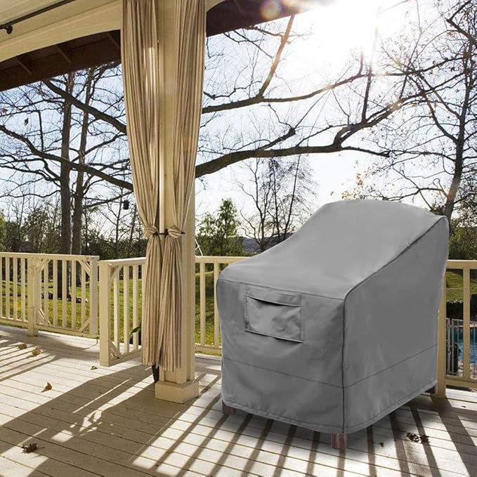 Vailge Patio Chair Covers, Lounge Deep Seat Cover, Heavy Duty and Waterproof Outdoor Lawn Patio Furniture Covers (Medium, Grey)