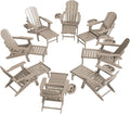Adjustable Adirondack Chair with Retractable Ottoman Set of 8, HDPE Folding Adirondack Chair with Cup Holder, All Weather Fire Pit Chair for Outdoor.