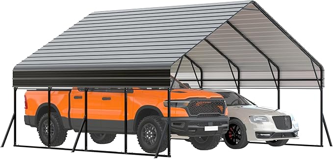 20x20 FT Heavy Duty Metal Carport Kit with Reinforced Frame & Anchor Bolts, for RV, Truck, Boat, Tractor Shelter, 100MPH Wind/35PSF Snow Rating, Easy Assembly