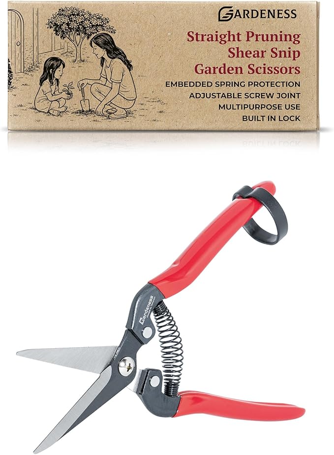 Gardeness SK5 Floral Scissors, Ultra Sharp Straight Pruning Shears – Garden Snips & Flower Clippers for Stems, Leaves, Bonsai and Fruit Picking, Lightweight Effort‑Saving Gardening Scissors (1 Pack)