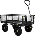 BILT HARD 10" Flat Free Tires Heavy Duty Garden Cart with 180° Rotating Handle and Removable Sides, 4 Cu.Ft 880 lbs Capacity Utility Steel Wagons for Outdoor, Yard
