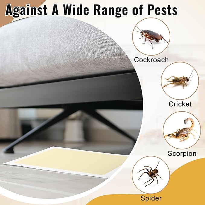 Qualirey 10 Pack Giant Cockroach Glue Traps, Non-Toxic Adhesive Bug Catcher Indoor Extra Sticky Traps for Cockroaches, Spiders, Bugs, Scorpions, Centipedes Pet Safe Pest Control - 11 x 5.3 Inch