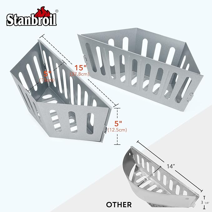 Stanbroil Charcoal Grill Basket - Set of 2 Barbecue Grilling Charcoal Holder Replacement for Weber 22" and 26" Charcoal Grills