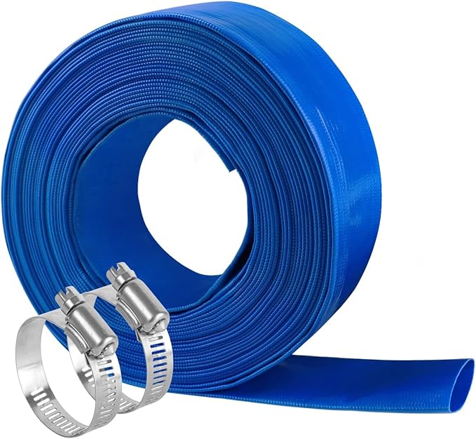 2 IN x 50 FT Pool Backwash Hose, Heavy Duty Flat Discharge Hose, Weather and Burst Resistant, Best Pool Hoses for Inground Pools, Pool Filter Hose & Pool Drain Hose