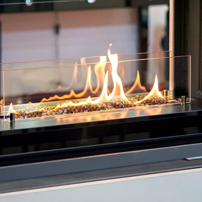 Stanbroil 10-Pound Fire Glass Beads - 1/2 inch Luster Fire Glass Drops for Fireplace Fire Pit | Gas Log Sets | Landscaping | Fish Tank, Caramel Luster