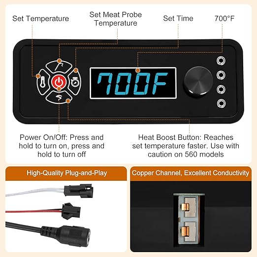 Control Panel Kit Compatible with Masterbuilt Gravity Series 560/800/1050 Outdoor Smoker Grills, Digital Control Board Replacement for 9904190036 9904200043 9904200004 (No Bluetooth or WiFi)