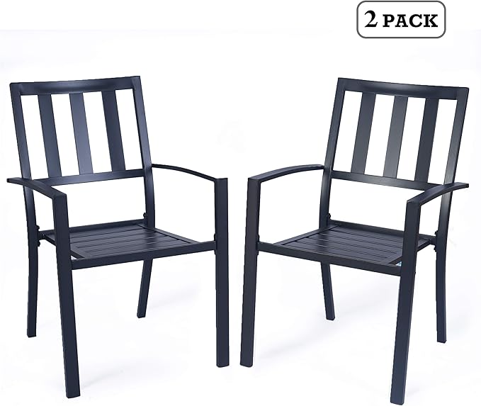 Kozyard Coolmen Outdoor Patio Dining Furniture Chair and Table Sets (2-Pack Wrought Iron Chairs) (Black)