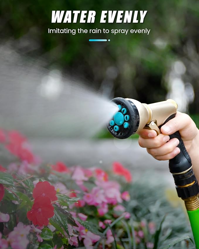 RAINPOINT Garden Hose Nozzle, Hose Sprayer Nozzle with 9 Spray Patterns, High Pressure Water Hose Nozzle Heavy Duty Metal Hand Sprayer, Watering Plants and Lawn, Car Washing, Pet Showering,Blue