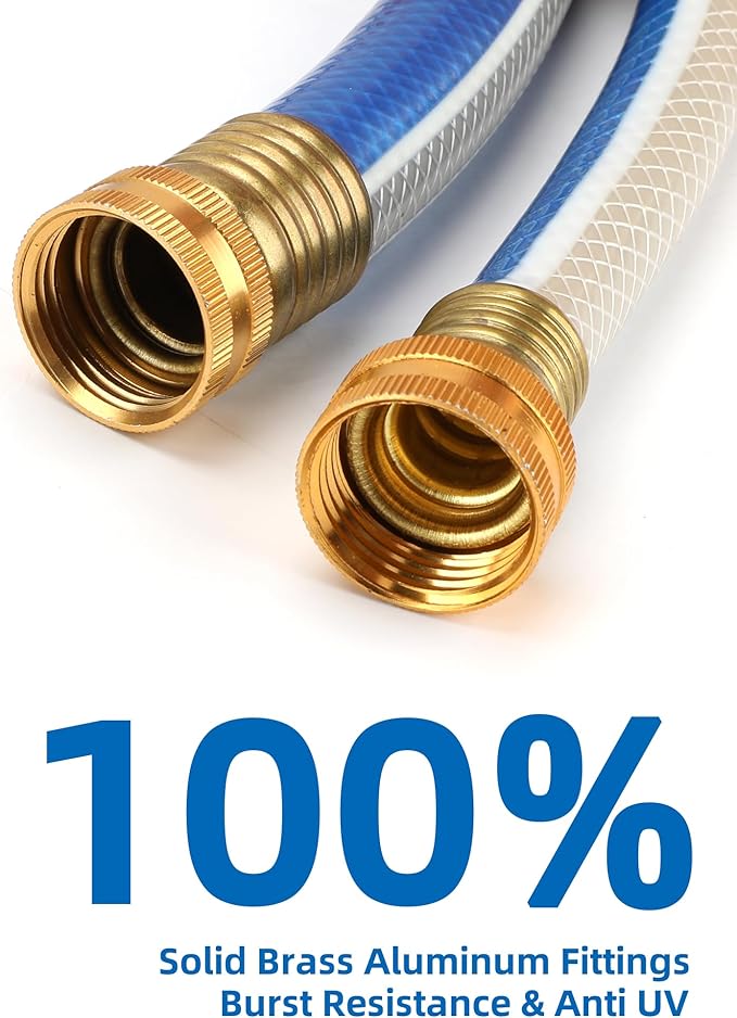 Short Leader Blue Garden Hose 3/4 in. x 10 ft.-Kink Free, Leakproof, Flexible -Heavy Duty Durable Lightweight Water Pipe for Commercial Use, Lawn Care & Equipment Connection - Male to Female Fittings