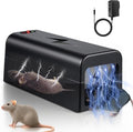 Electric Mouse Trap Indoor - Reusable No-Touch Zapper with Powerful Voltage - Effectively Kills Mice in Living Rooms, Kitchens, Garages & More (Black)
