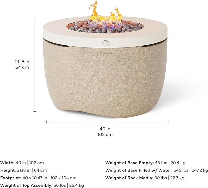 Ledge Lounger Halo Firepit - Smokeless Outdoor Fire Pit Table - 70,000 BTUs Propane Connector and Lava Rocks Included - All Season Heavy Duty (Nightfall)