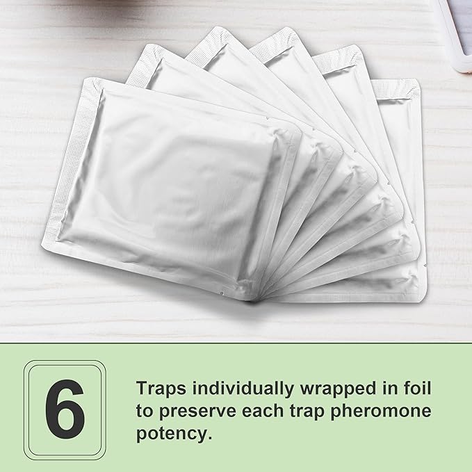 Pantry Moth Traps with Pheromones 6-Pack Safe and Effective for House Indoor Kitchen and Cupboard