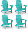 GREENVINES Adirondack Chairs Set of 4 | HDPE Plastic | Oversized Fire Pit Chair | All Weather | Aqua | Poly Lumber | for Outdoor Deck Backyard Patio Garden