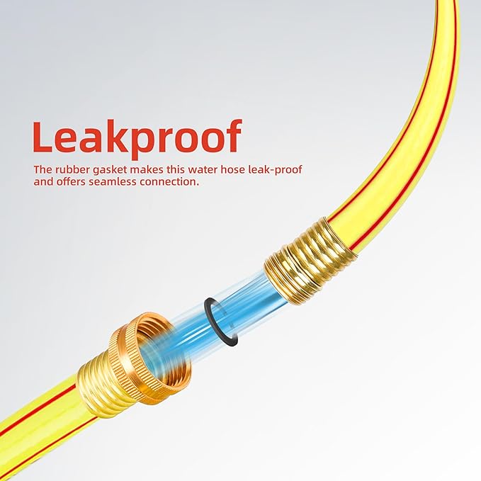 Short Lead-in Yellow Garden Hose 3/4 in. x 10 ft.-Kink Free, Leakproof, Flexible -Heavy Duty Durable Lightweight Water Pipe for Commercial Use, Lawn Care & Equipment Connection -Male to Female Fitting