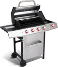 4 Burner Propane Gas Grill Combo w/Side Burner, 3-in-1 BBQ Grill with Charcoal Smoker & Griddle Plate, 46,650 BTU, 448 Sq.In. Stainless Steel Outdoor Cooking Station