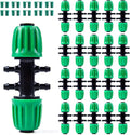 Kalolary 20PCS Barbed Tee 1/2" to 1/4" Drip Irrigation Fittings, Anti-Drop Barbed Hose Parts Connectors for 12mm/16mm to 4mm/7mm Drip Systems 6 Way Adapter（Green）