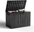 45 Gallon Deck Box Large Outdoor Storage for Patio Furniture,Outdoor Cushions,Garden Tools and Pool Supplies,Waterproof,Resin,Lockable(Black)