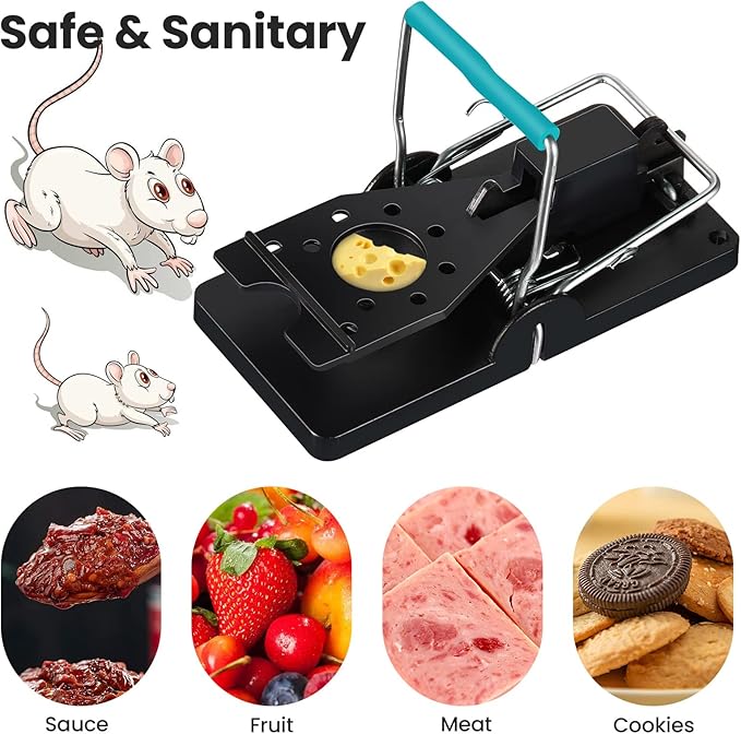 Qualirey 24 Pcs Mouse Traps Plastic Snap Rat Trap Bulk Reusable Quick Effective Safe for Indoor Outdoor Home House Warehouse Garden Kitchen 3.86 x 1.81 x 2.17 Inch (Black,Blue)