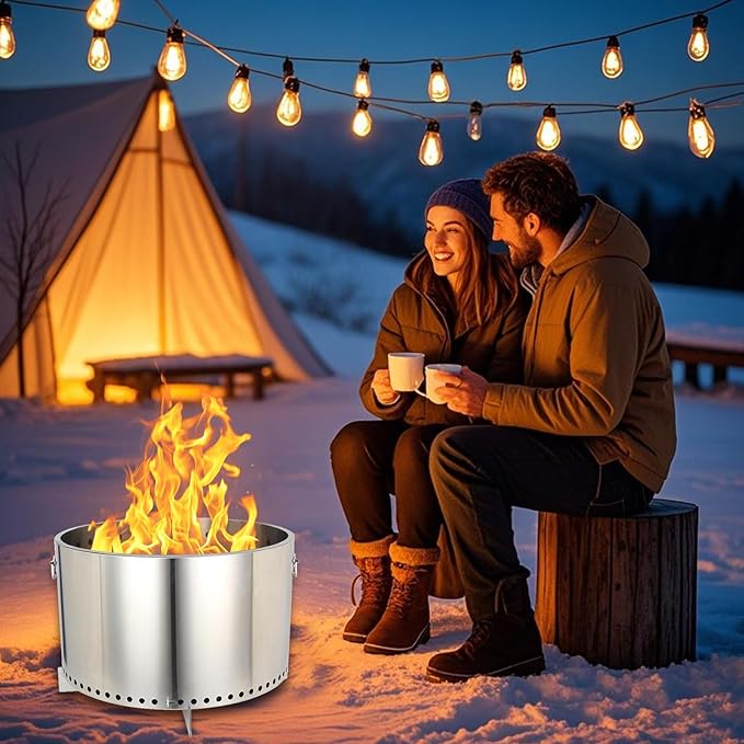 20.5" Smokeless Fire Pit, Wood Burning Camping Stove with Removable Stand & Ash Pan, Portable Outdoor Bonfire Fire Pit, Stylish Practical Solo Stoves for Camping Backyard Patio Beach