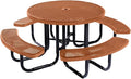 COATEDOUTDOORFURNITURE Heavy-Duty Portable Outdoor Picnic Table with Umbrella Hole, Punched Steel Commercial-Grade Patio Dining Furniture Made in America (46" Round Top, Textured Copper)