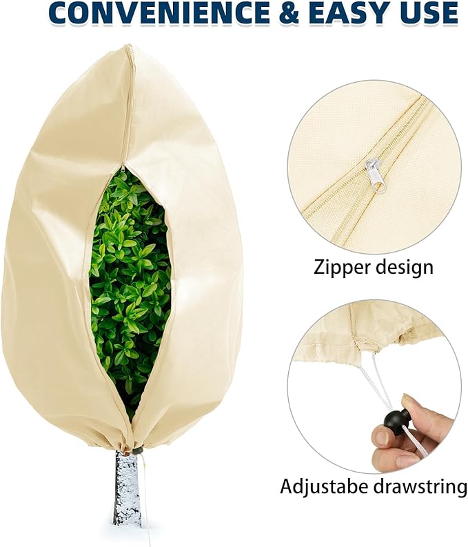 Homimp Frost Protection for Plants,Plant Covers Warm Plant Protection Cover Bags for Winter Frost Cold Weather Shrubs & Trees Jacket Covers (Yellow, 31.5" W x 47.3" H(8 PCS))