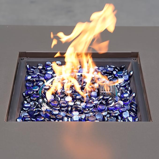Mr. Fireglass 10 Pound Fire Glass Beads, 1/2" Reflective Round Fire Glass Drops for Fireplace Fire Pit & Lanscaping, High Luster Royal Cobalt Blue