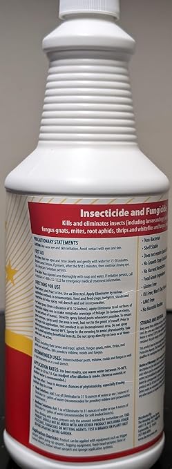 Eliminator RTU Concentrate – Organic Enzyme Insecticide & Miticide – Safe Pest Control for Gardens, Crops, Homes & Pets – Natural Bug Spray for Aphids, Mites, Whiteflies, Flies, Mildew & Fungus