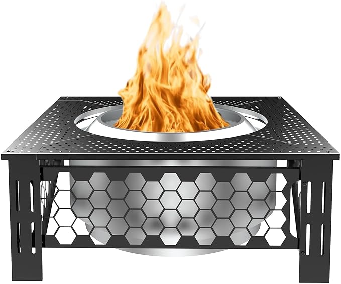 Surround Tabletop Use for Solo Stove Bonfire Ranger Mesa, Fire Pit Surround Table Square, Accessories for Solo Stove, Indoor Outdoor Use, Thick Metal Black