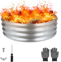 36 Inch Round Galvanized Fire Pit Ring, Silver Round Galvanized Fire Ring, 3 Feet Diameter Fire Pit, Outdoor Pits for Backyard, Camping, Bonfire