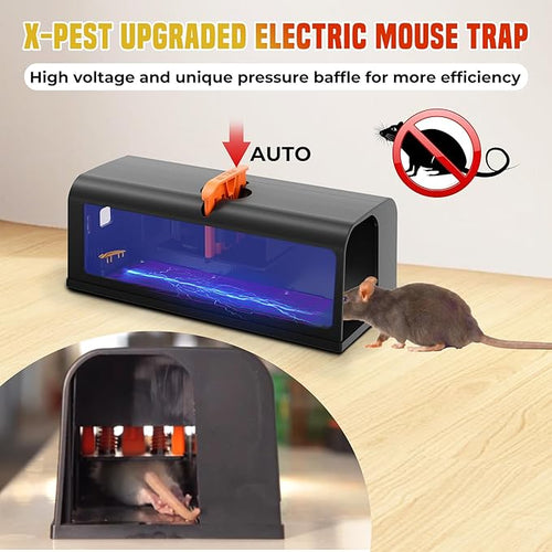 2 Packs Electric Rat Traps Indoor for Home, Electronic Mouse Trap Zapper, Rat Killer with Powerful Voltage, Effective Mouse Zapper for Rats and Mice - No Touch Reusable Rat Zapper to Protect Your Home
