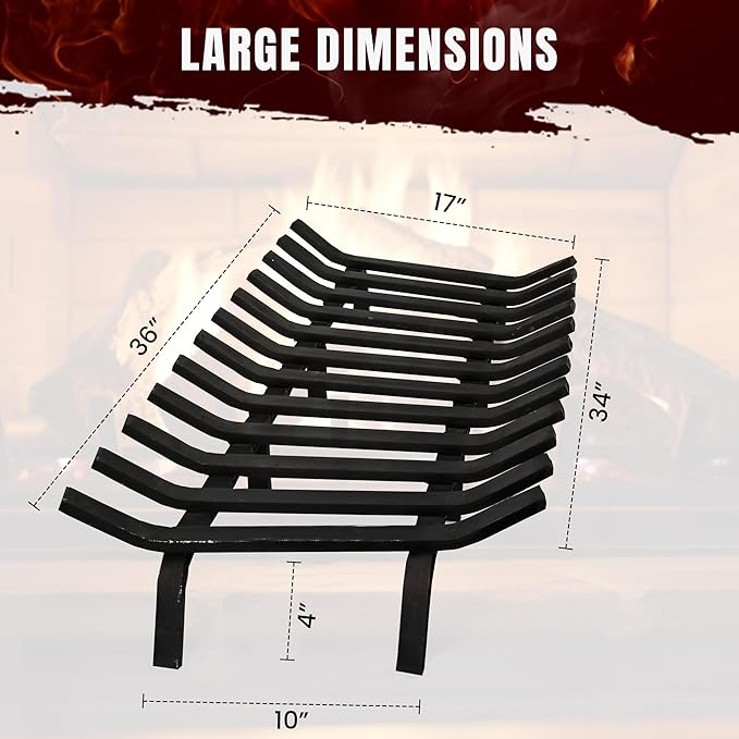 Lifetime Fireplace Grate 36 Inch - Black | Heavy-Duty Fireplace Log Holder | Alternative to Cast Iron Fireplace Grate | Heat-Resistant 39 Lb Basket Style Grate