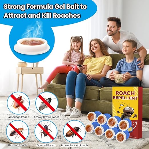 Professional Strength Cockroach Gel Bait, 32 Pack Effective Roach Killer Consume Bait for Heavy Infestations, Pet Safe Formula for Control in Cracks Crevices Walls