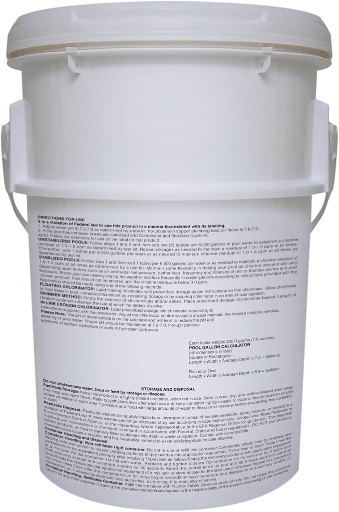 PROFELIZ Pool Chlorine Tablets 3 Inch, Slow-Dissolving Spa Sanitizer Eliminate Bacteria Algae Stabilized Chlorine for Swimming Pools Hot Tubs Spa Treatment (40lbs)
