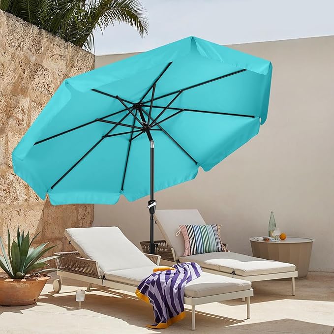 MASTERCANOPY Valance Patio Umbrella for Outdoor Table Market -8 Ribs (10ft, Turquoise)