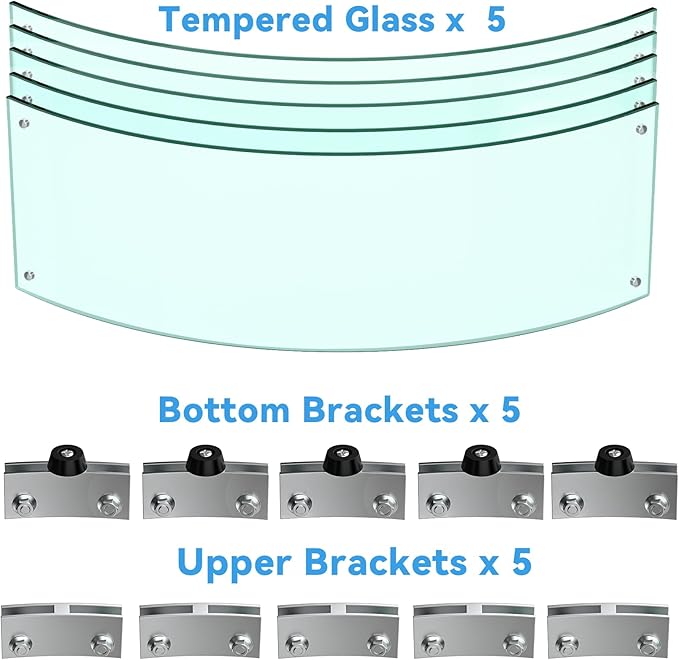 Skyflame 47" Round Fire Pit Glass Wind Guard, Thick & Clear Tempered Glass Fire-Resistant Wind Screens with Bracket & Feet, for Outdoor Fire Table/Fire Pit Pan