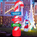 8ft Outdoor Candy Cane Stacking Sign Inflatables with LED Lights - Blow Up Yard, Garden, Lawn Decorations for Christmas Parties