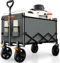 Navatiee 140L Wagon Cart Foldable, Large Capacity Collapsible Wagon with Smallest Folding Design, Utility Grocery Cart for Camping Shopping Sports, Gray