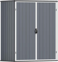 Patiowell Outdoor Storage Shed 5x3 FT, Plastic Garden Organizer Cabinet with Lockable Doors & Strong Roof for Patio Furniture, Pool Accessories, Lawn Tools, Dark Grey