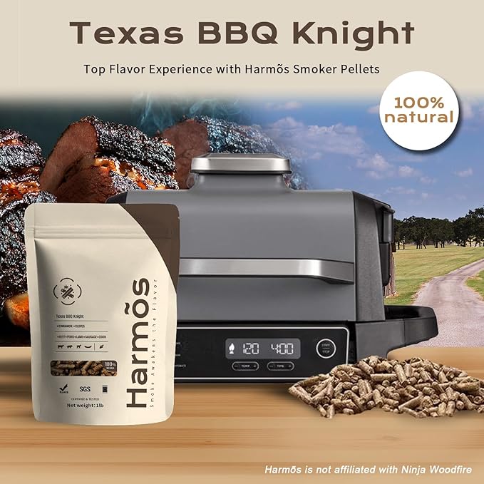 Harmos 4 Wood Pellet: Texas/Ninja BBQ, Hardwood Pellets for Smokers, 2 Sealed Packs