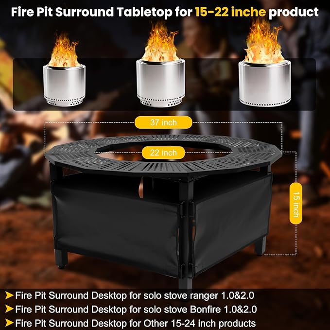 Fire Pit Bonfire Surround for Solo Stove Bonfire Ranger 2.0, Circular Safety Protection, Equipped with a Safety Support Frame to Prevent Direct Contact with The Ground