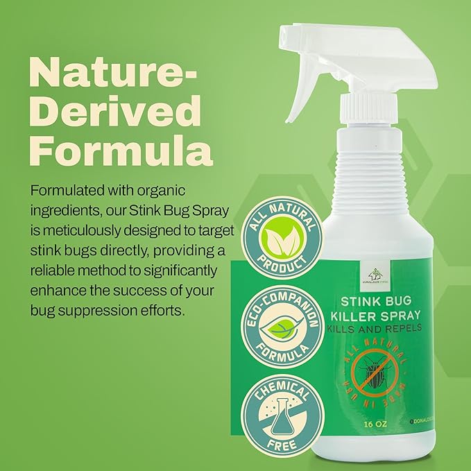 Stink Bug Killer Spray - Unscented & Nature-Derived Formula for Garden, Indoor & Outdoor Home Protection, Long-Lasting Defense Against Stink Bugs & Other Stinky Bug Invaders - 16 oz