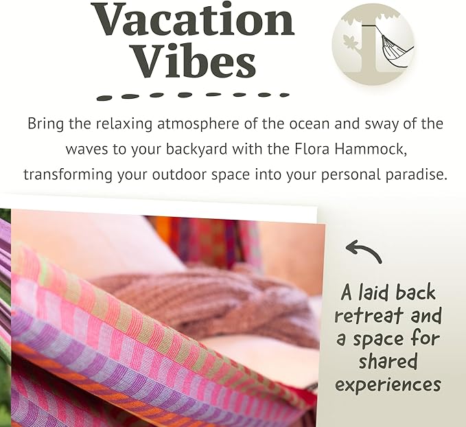 LA SIESTA Flora Hammock, Transform Your Backyard or Porch into a Relaxation Oasis, Ultra Soft Cotton, Max 440 Lbs, Family Hammock, King, Flowers