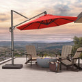 PURPLE LEAF 10FT Cantilever Patio Umbrella with 360-degree Rotation Aluminum Round Outdoor Offset Hanging Umbrella for Patio Pool, Red