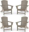 BRIOPAWS Adirondack-Chairs-Set of 4 | HDPE Plastic | Fire Pit Chair | Oversized | Wood Grain | All Weather | for Deck Outdoor Poolside Campfire