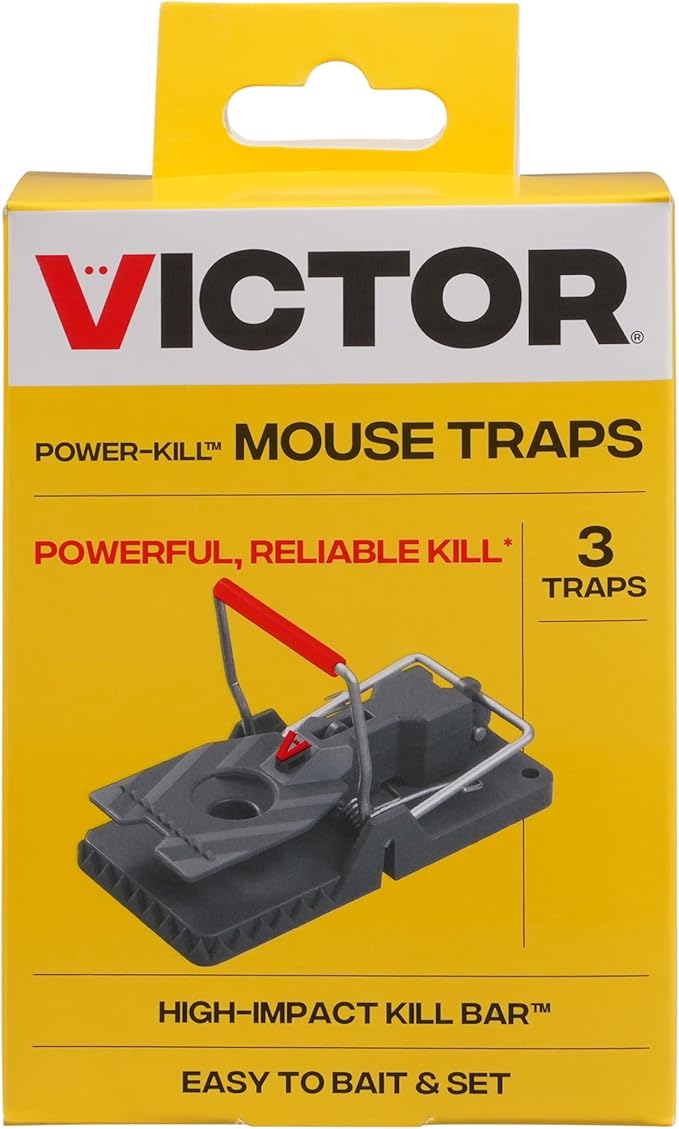 Victor Power Kill Mouse Trap - M142-3B - Easy to Set Rat Trap - Humanely and Quickly Kills Mice - Versatile Placement Options - 3 Pack
