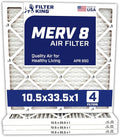 Filter King 10.5x33.5x1 Air Filter | 4-PACK | MERV 8 HVAC Pleated A/C Furnace Filters | MADE IN USA | Actual Size: 10.5 x 33.5 x .75"